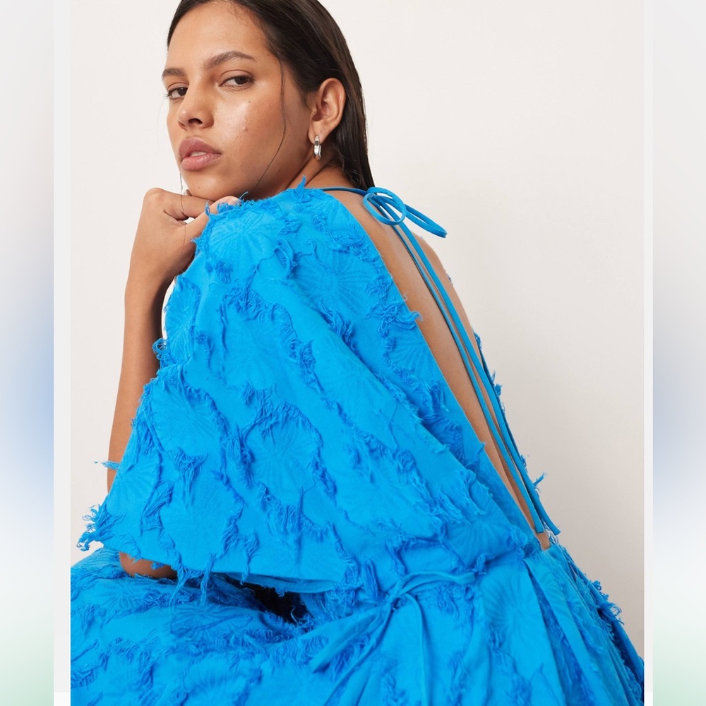 ASOS Arrange Vibrant Blue Textured Midi Dress Size 4 - Picture 2 of 10